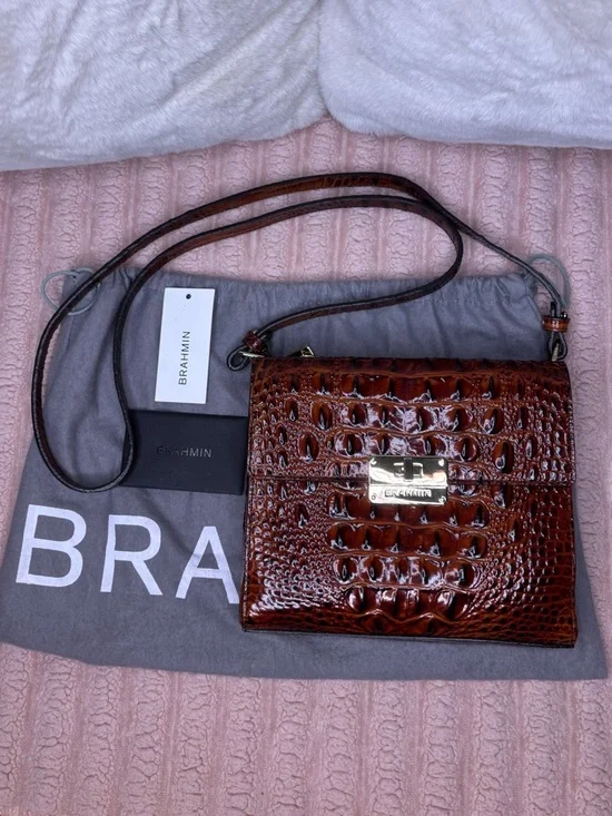 Brahmin Rare Manhattan Pecan Crossbody Bag - Picture 8 of 11